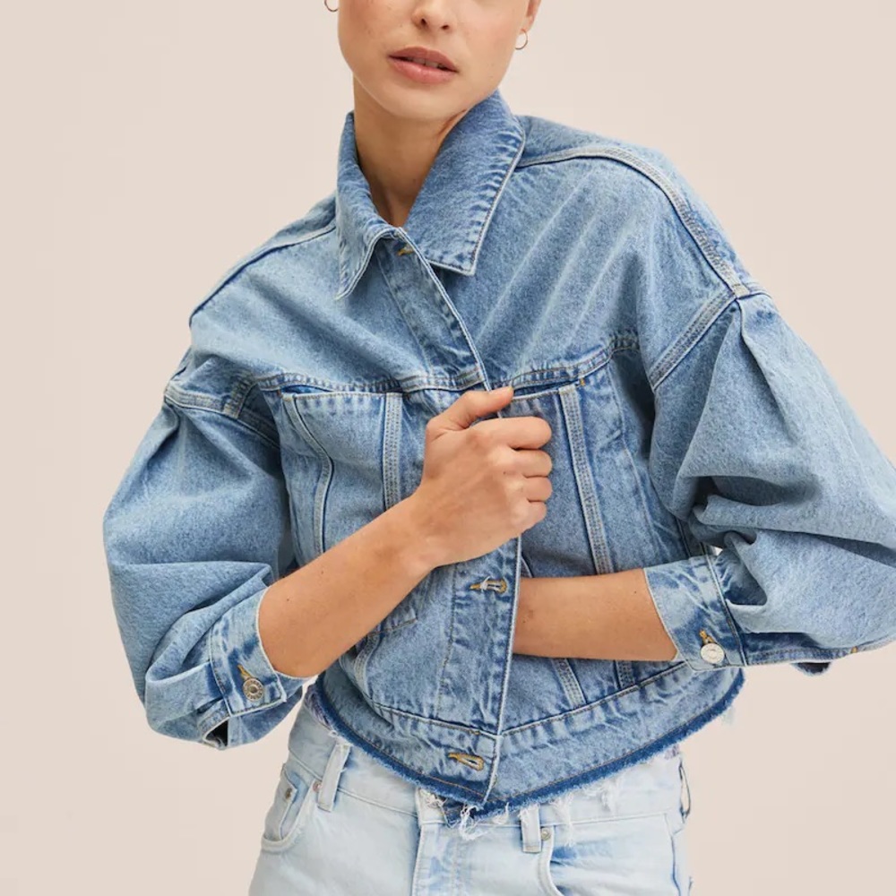 Mango Frayed hem denim jacket